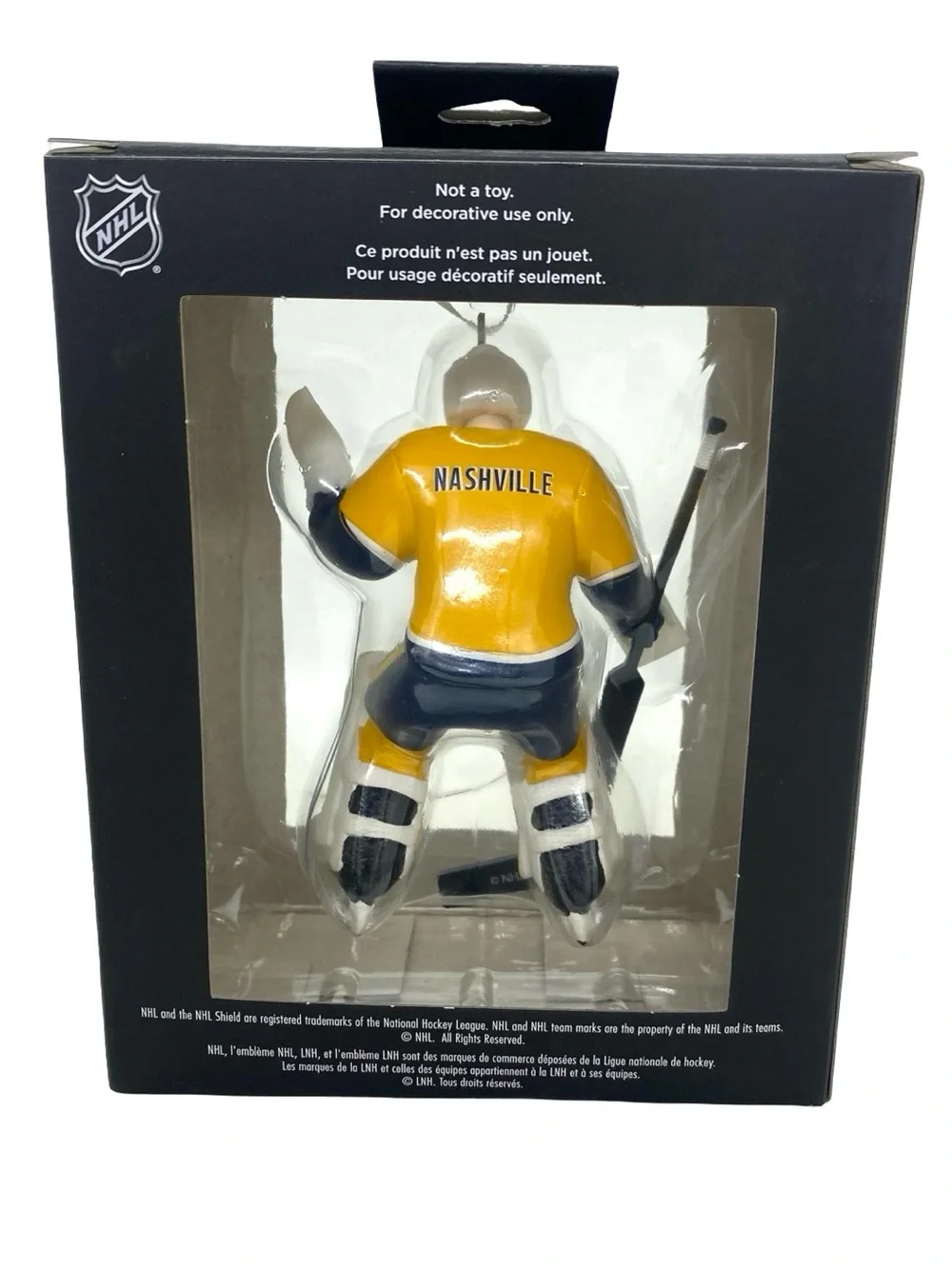 Hallmark Nashville Predators Goalie NHL Hockey Black Box Ornament New